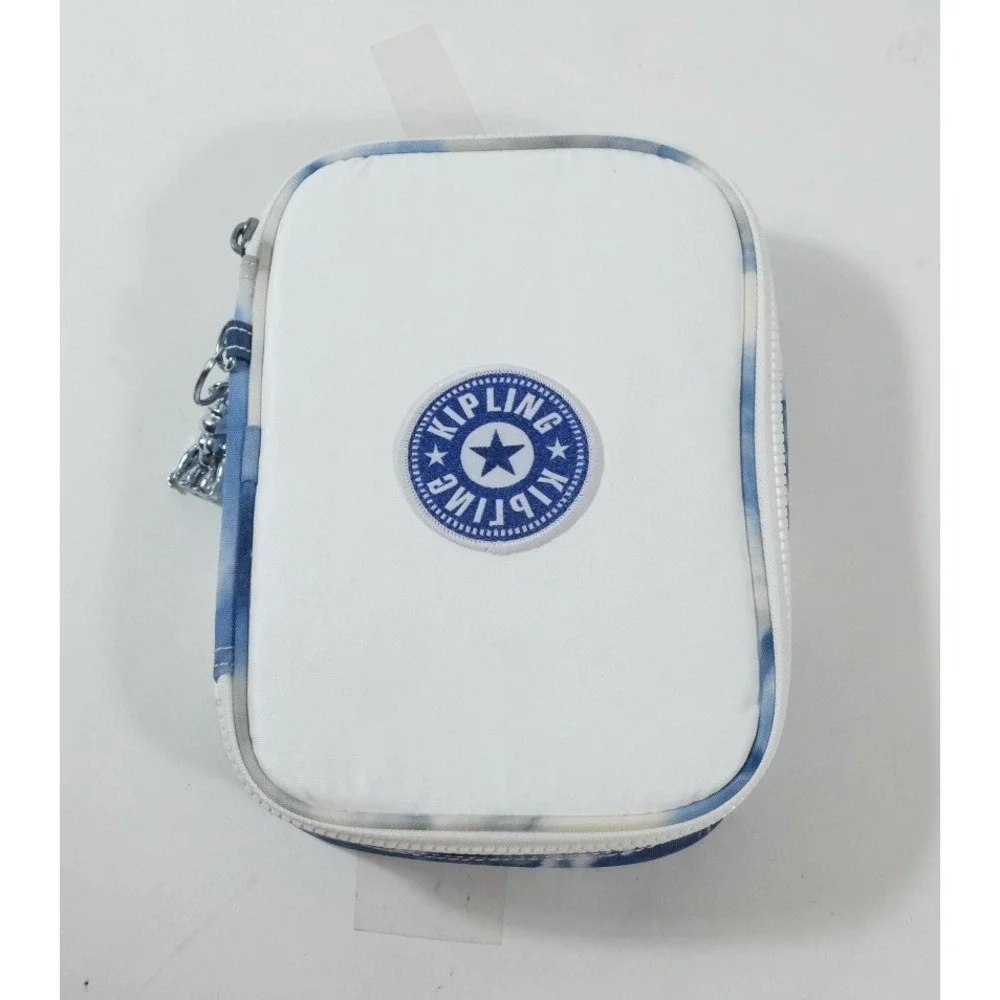Kipling Pencil Case Unisex OS White Blue 100 Pens Tie Dye Organizer Pouch Bag